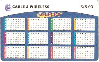 PAN-57 - Calendário 2001